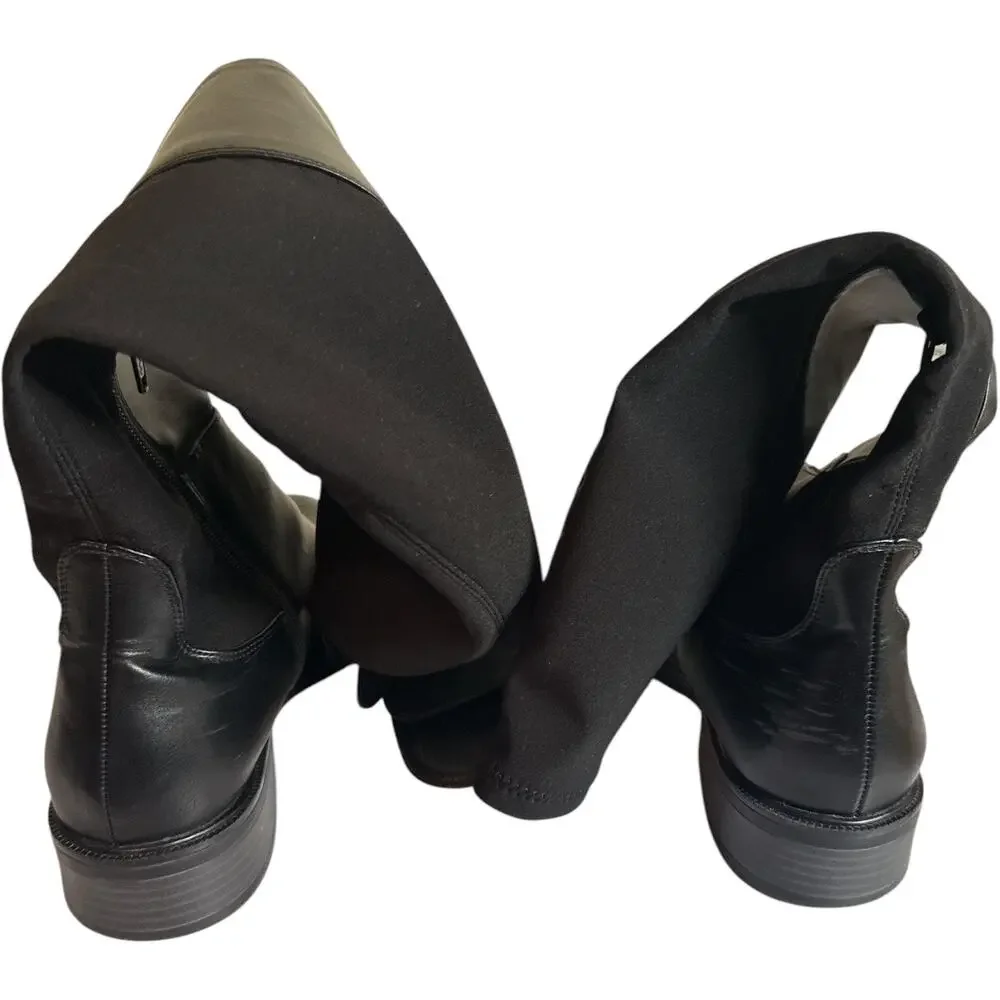 A New Day Hope Black Knee High Riding Boots Women’s 9.5 Stretch Side Zip